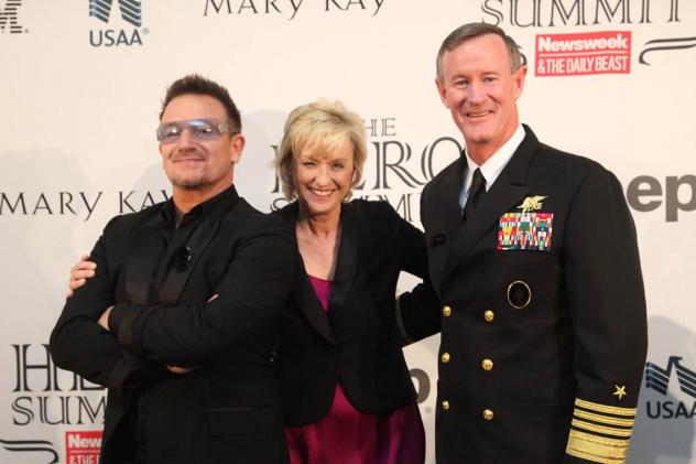 Bono, Tina Brown and Adm. William McRaven, who lead the raid on Osama bin Laden's compound (Photo: Scott Henrichsen).